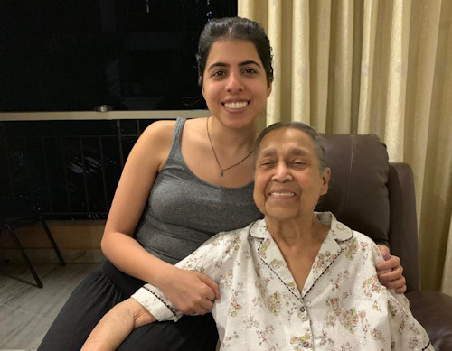 Sonya with her grandmother, Kamla in India